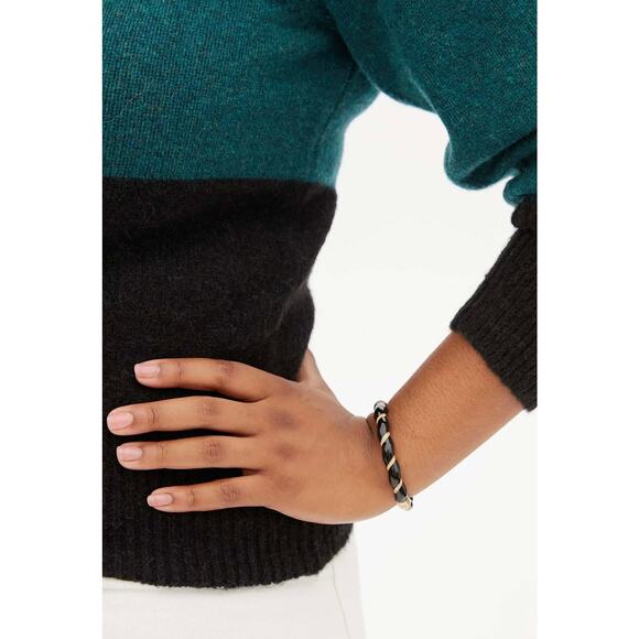 CLARE V Gold Plated Enamel Rope Bangle Bracelet Blue Rhinestone Crystal NEW - Picture 10 of 11